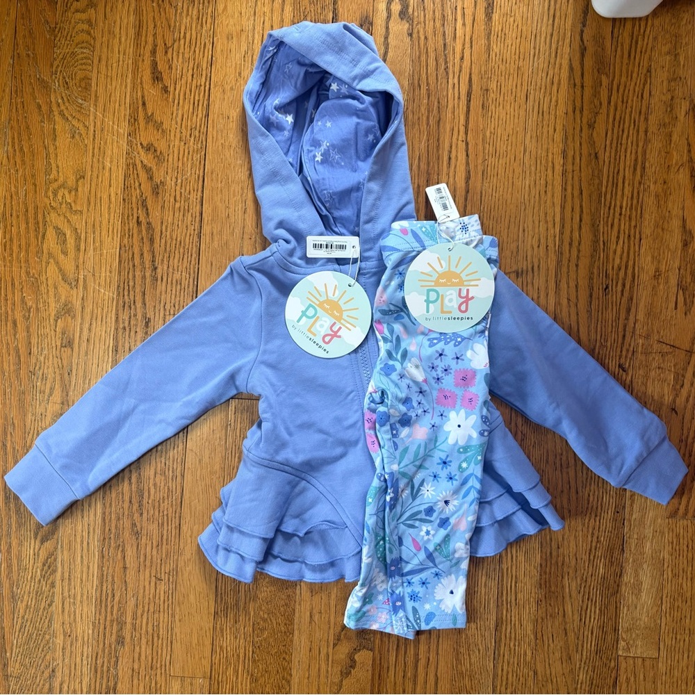 NWT Light purple Hooded Jacket and Floral Leggings Set